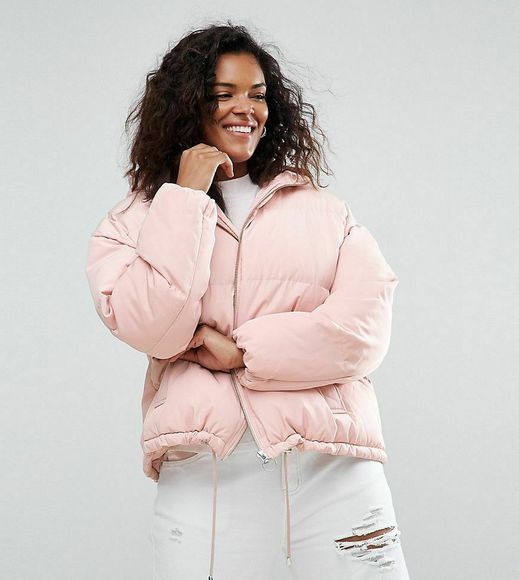 pink padded jacket with hood